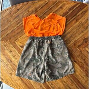 BirdDogs Green Camo + Orange Liner Gym Shorts - Classic Medium